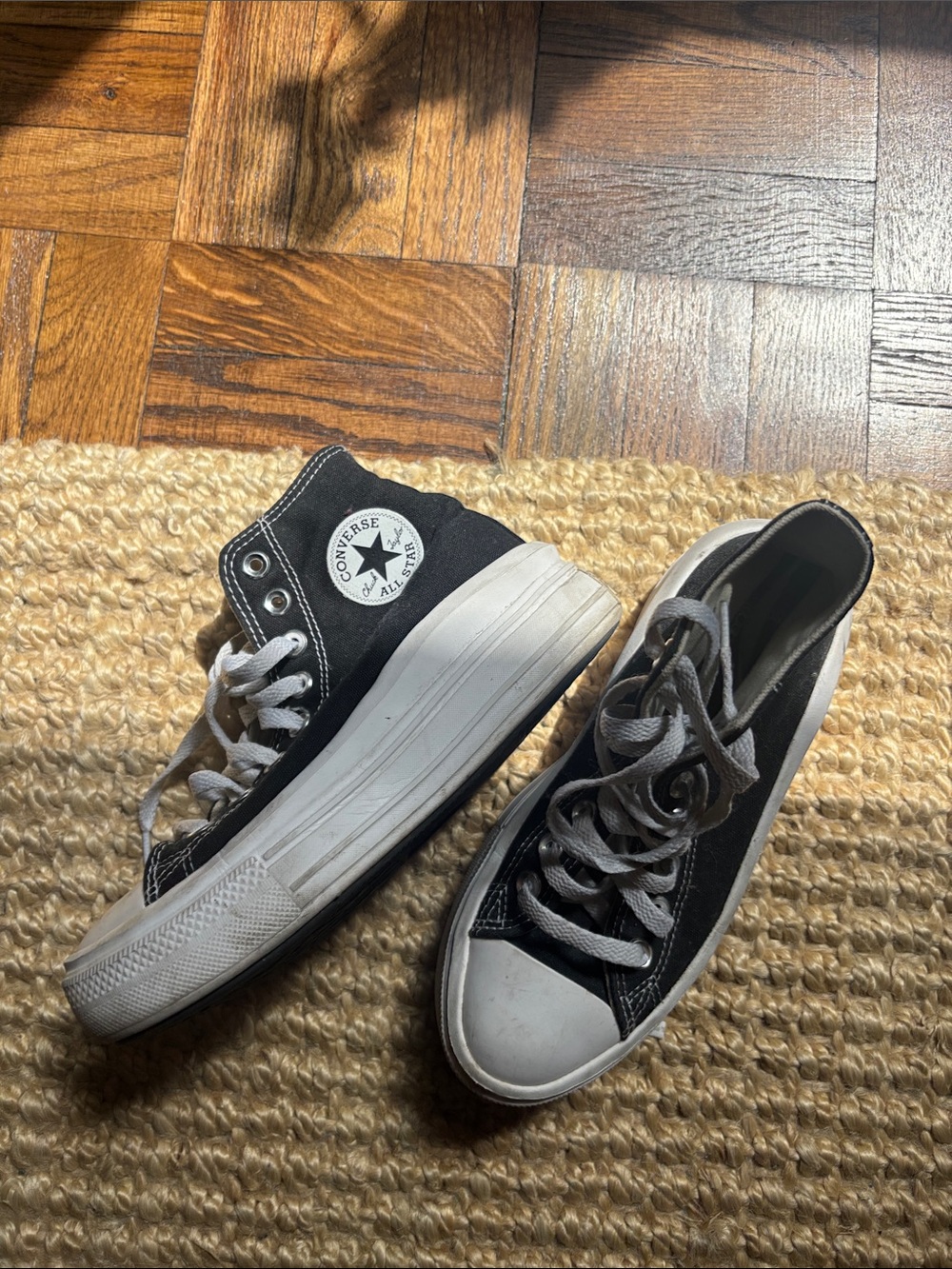 Converse Black & White High Top Platform Sneakers